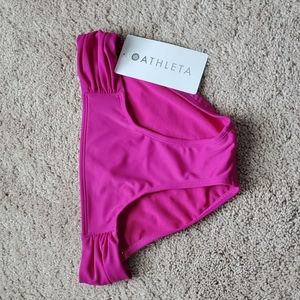 Athleta shirred fuscia pink shirred bikini bottom, XXS